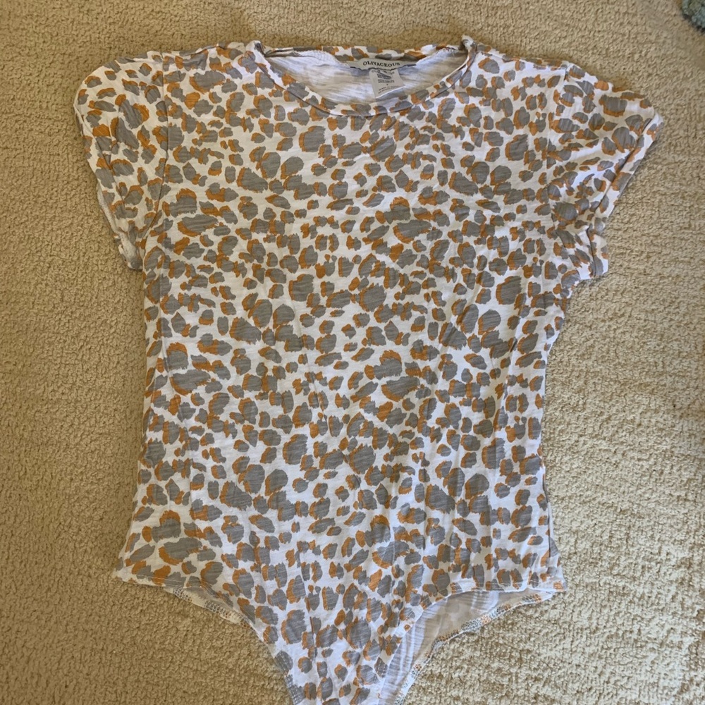 Orange Leopard T-Shirt Style Bodysuit